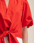 Dahlia Puff Sleeve Top-Red