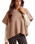 Softly Spoken Sweater Cape Cardigan-Latte
