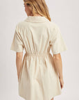 Take it Easy Zipper Mini Dress-Ecru
