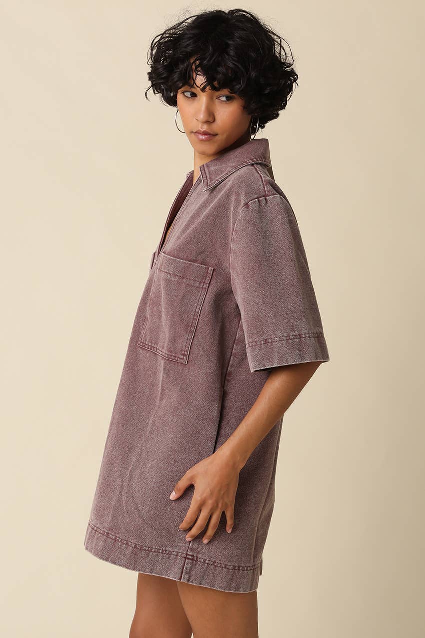 Rosie Washed Collared Mini Dress