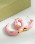 Pink Enamel Hoop Earrings