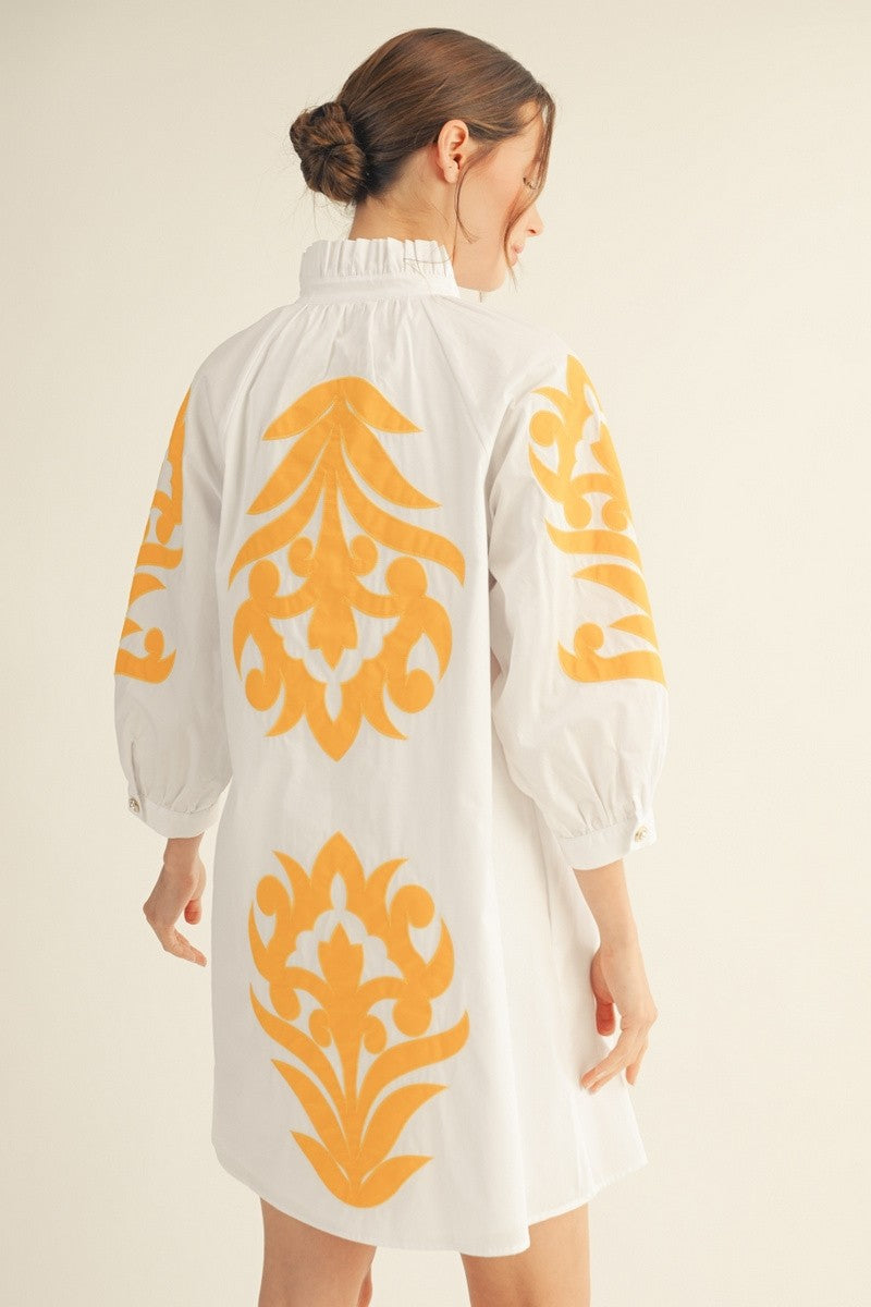 Isla Floral Baroque Dress-Sunflower/Off White