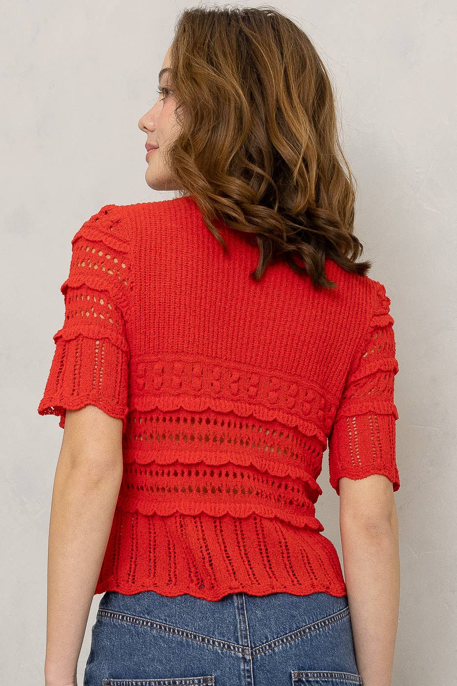 Crochet Crush Top-Scarlet Red