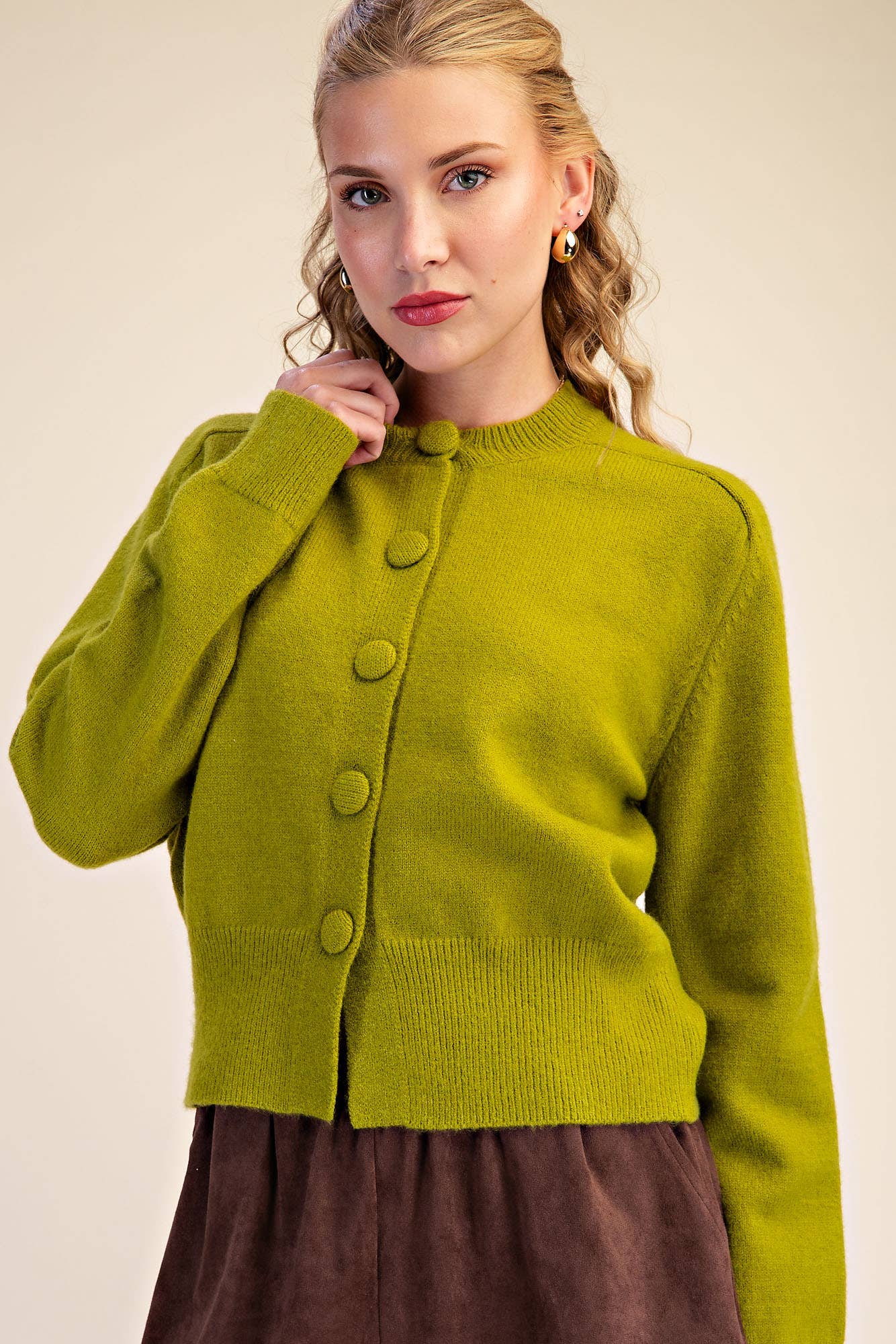 Fireside Cottage Cardigan-Light Olive