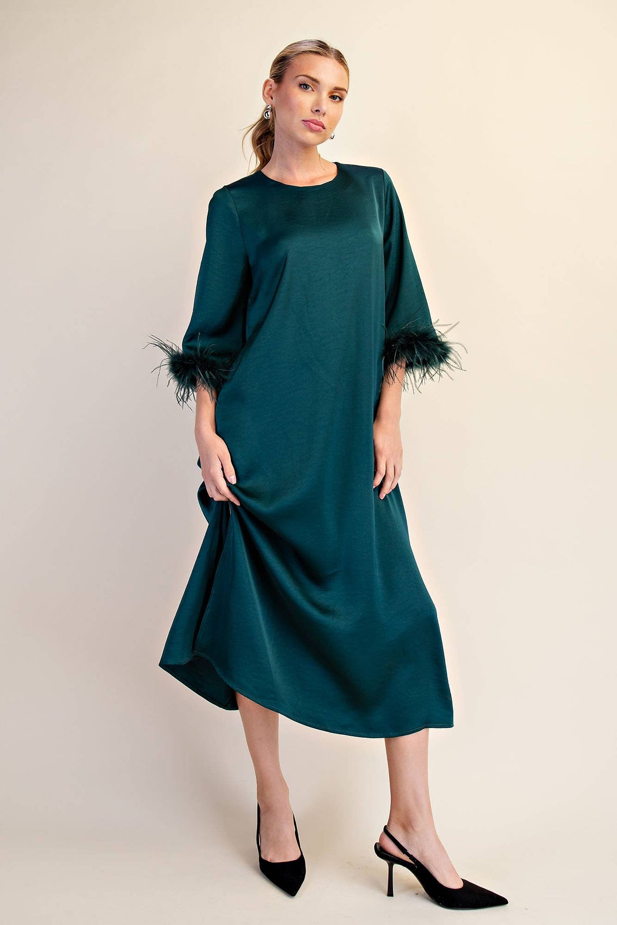 Glam Preview Midi Dress-Hunter Green