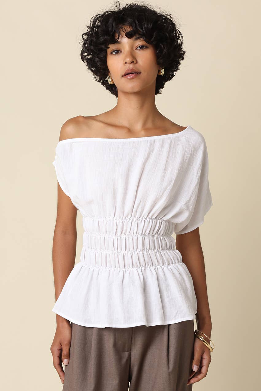 Selena One Shoulder Smocked Top