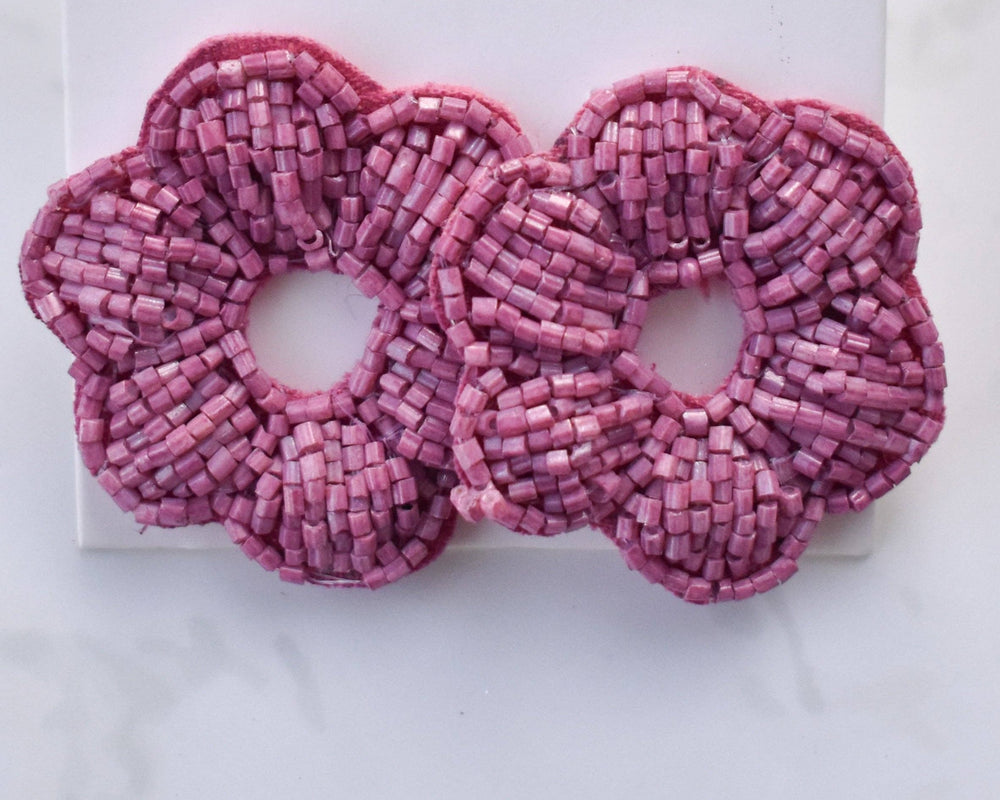 Purple Flower Bead Studs