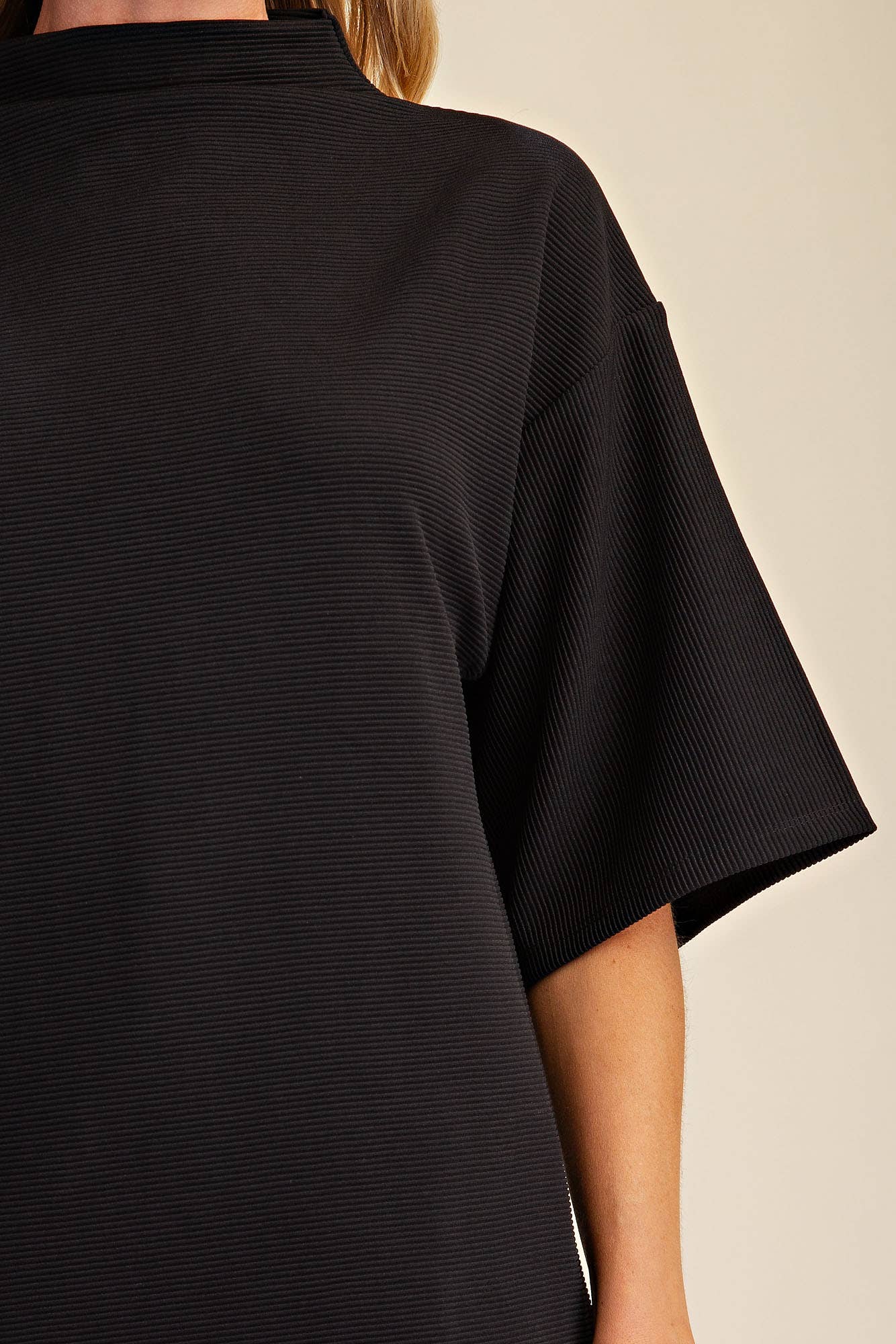 Old Mill Mock Neck Top-Black