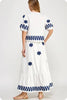 Cherry Blossom Embroidered Top-Off White/Navy