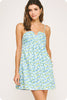 Botanical Brunch Mini Dress-Blue