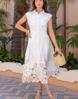 Garden Cutwork Embroidered Midi Dress-Off White