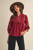 Marfa Bound Embroidered Top-Burgundy
