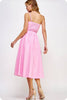 Flower Bow Midi Dress- Pink Lilac