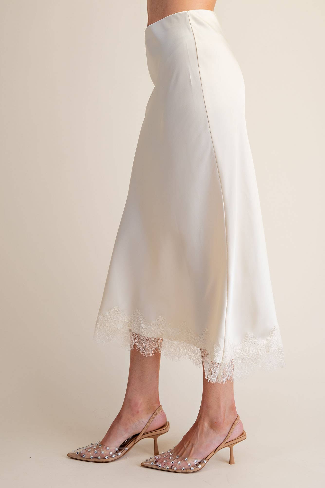 Lace Allure Midi Skirt-Cream