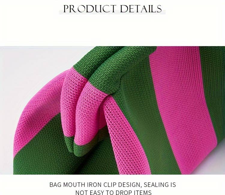 Urban Chic Stripe Clutch-Green/Pink
