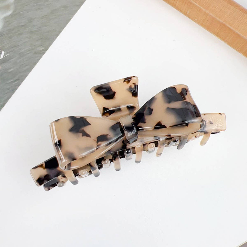Bow Acetate Hair Clip-Light Leopard