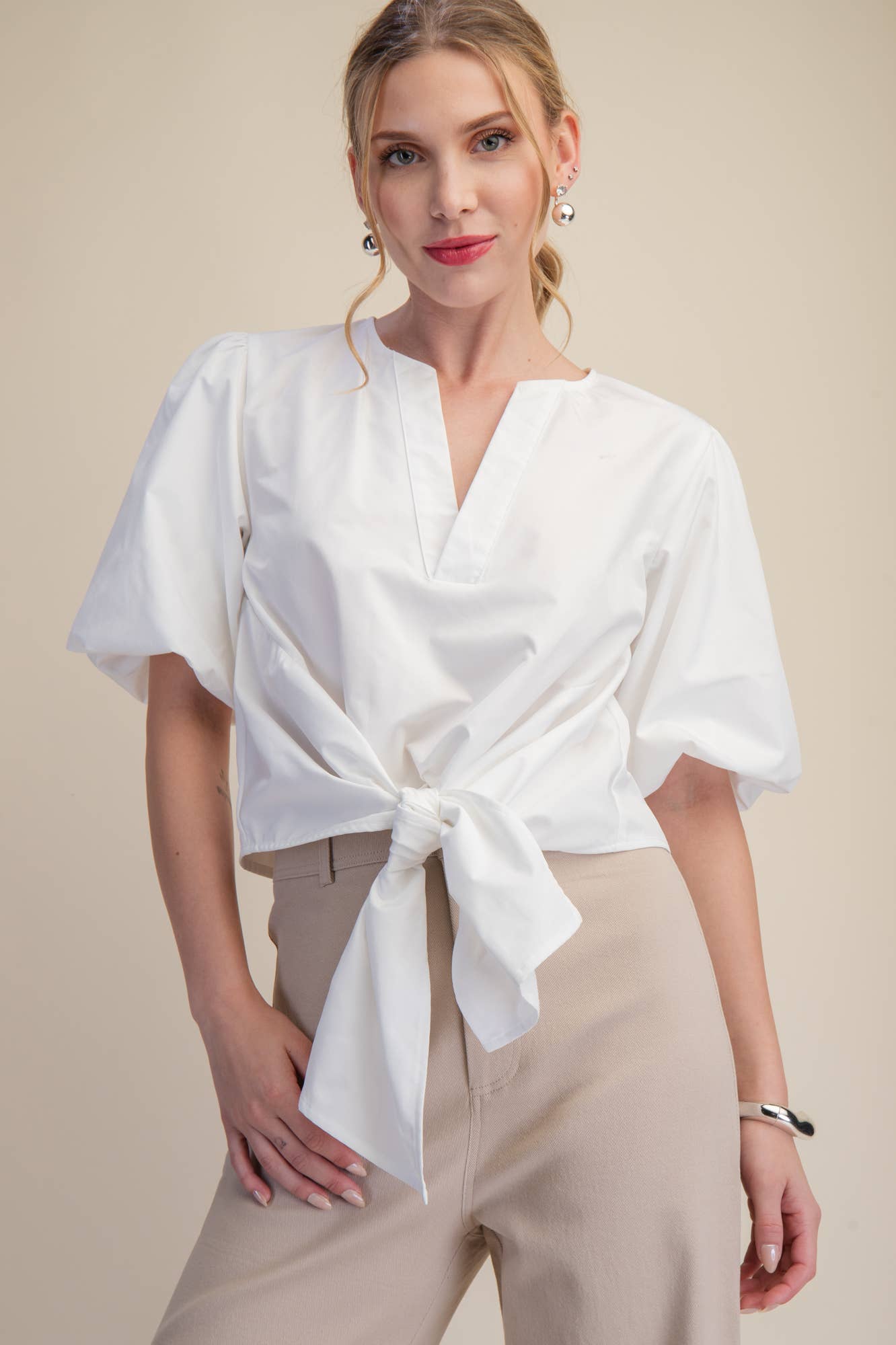 Dahlia Puff Sleeve Top-White