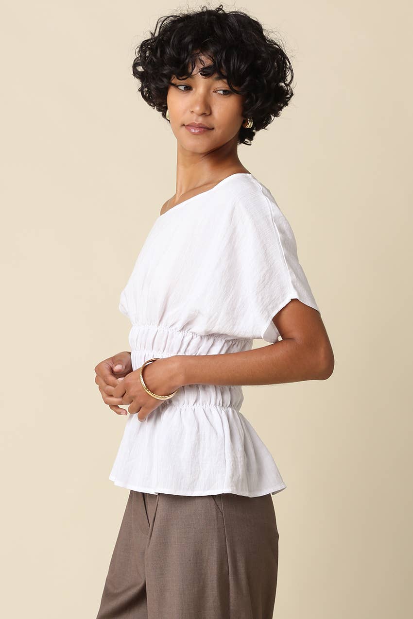 Selena One Shoulder Smocked Top