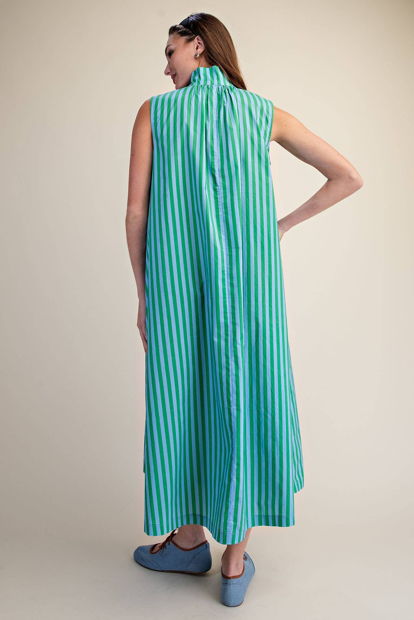 Nantucket Stripe Maxi Dress-Green