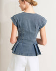 Barrel Race Denim Peplum Top
