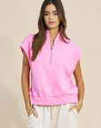 Sunny Side Zip Knit Top-Pink