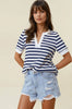Striped V-Neck Knit Top