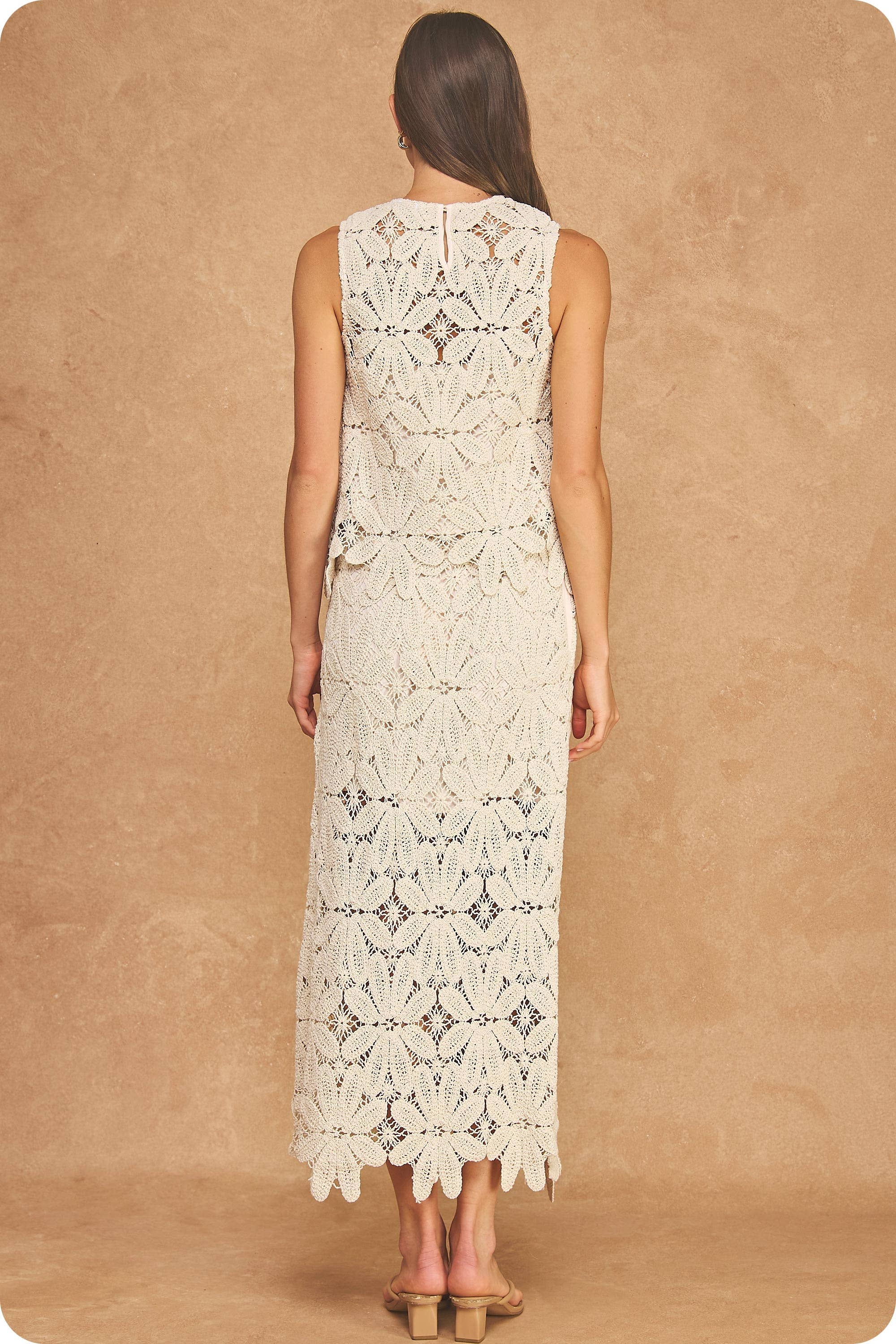 Wisteria Crochet Midi Skirt