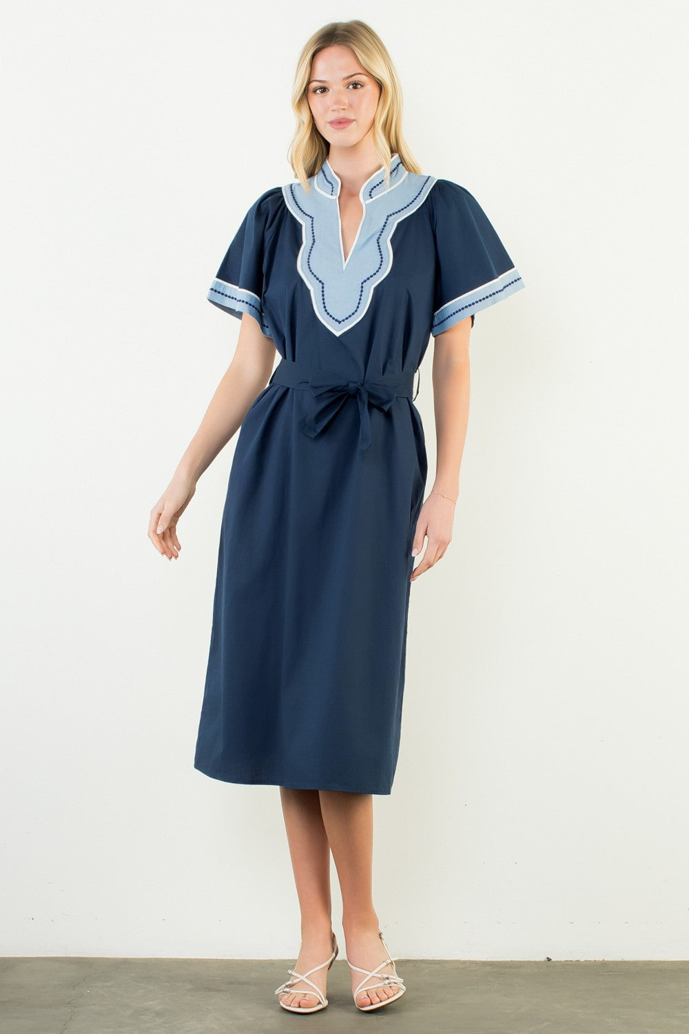 Market Walks Belted Dress-Navy