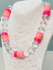 Sunset Moment Acrylic Necklace-Pink/Orange