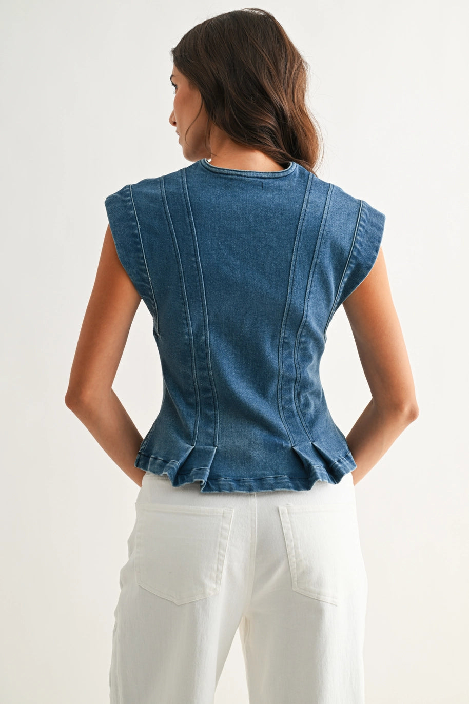 Best in Show Denim Peplum Top