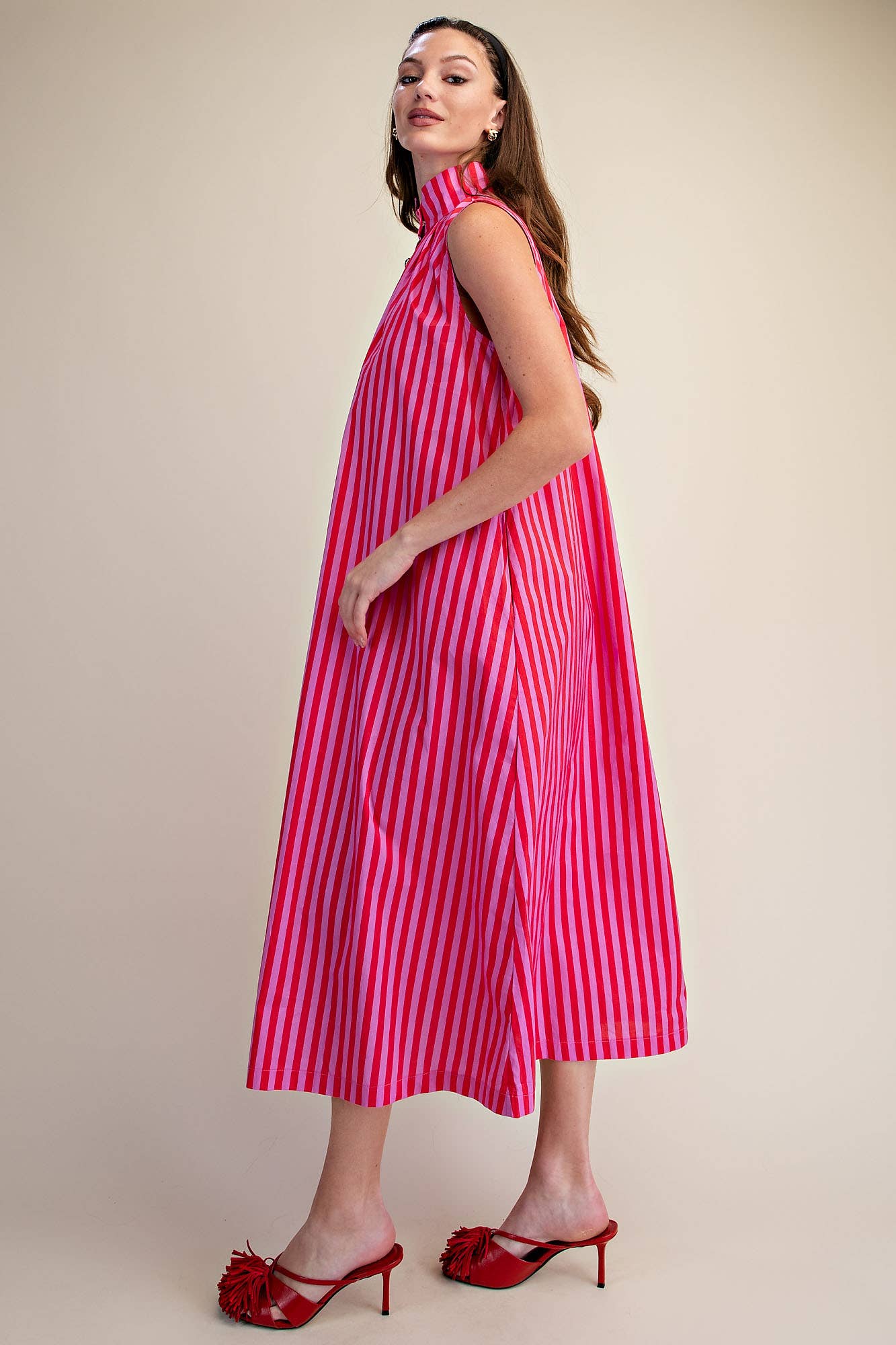 Nantucket Stripe Maxi Dress-Pink