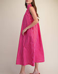 Nantucket Stripe Maxi Dress-Pink