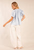 Macaron Puff Sleeve Top- Baby Blue