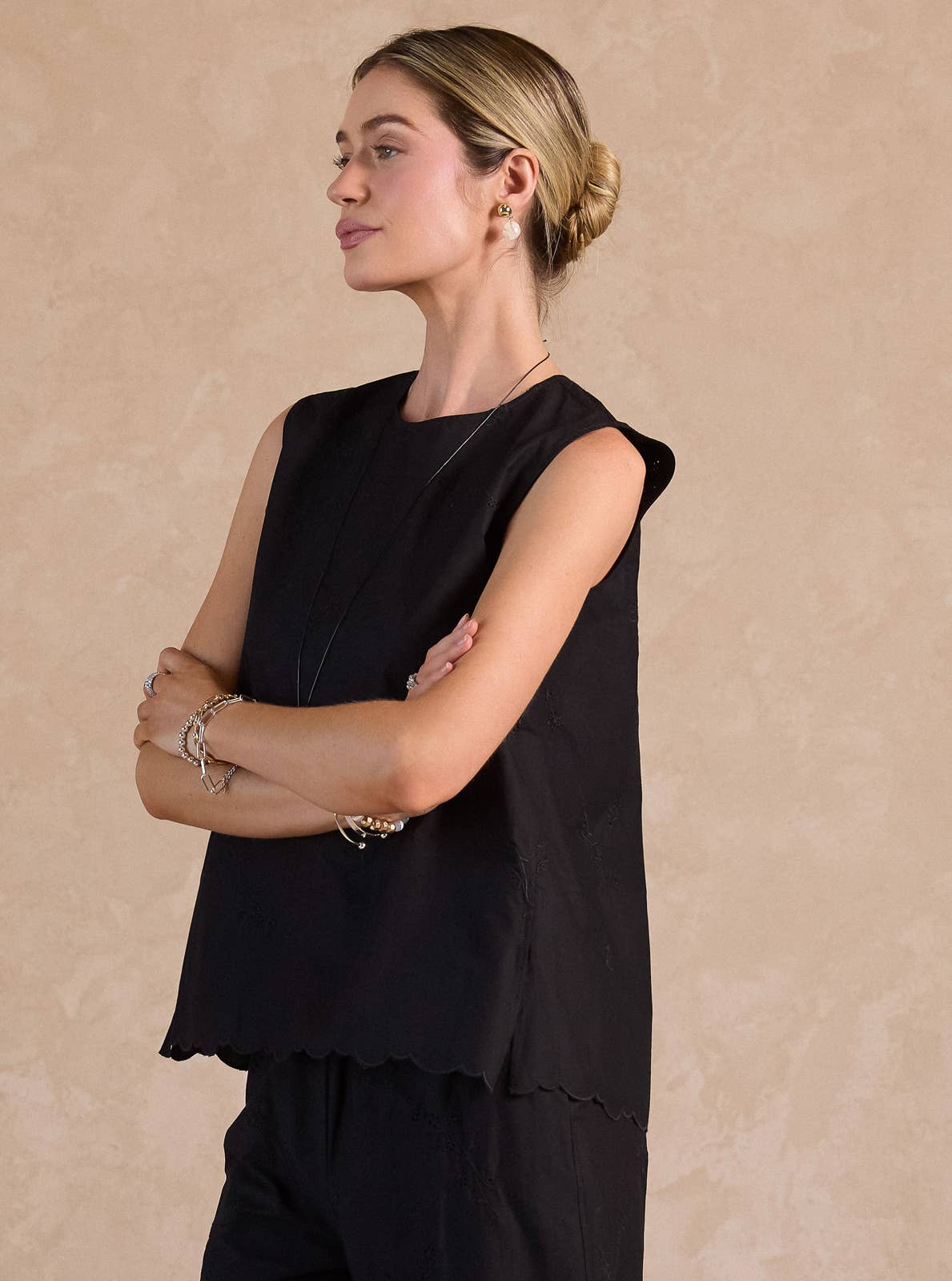 Daisy Stitch Embroidered Top