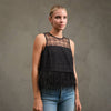 Luxe Grid Feather Top