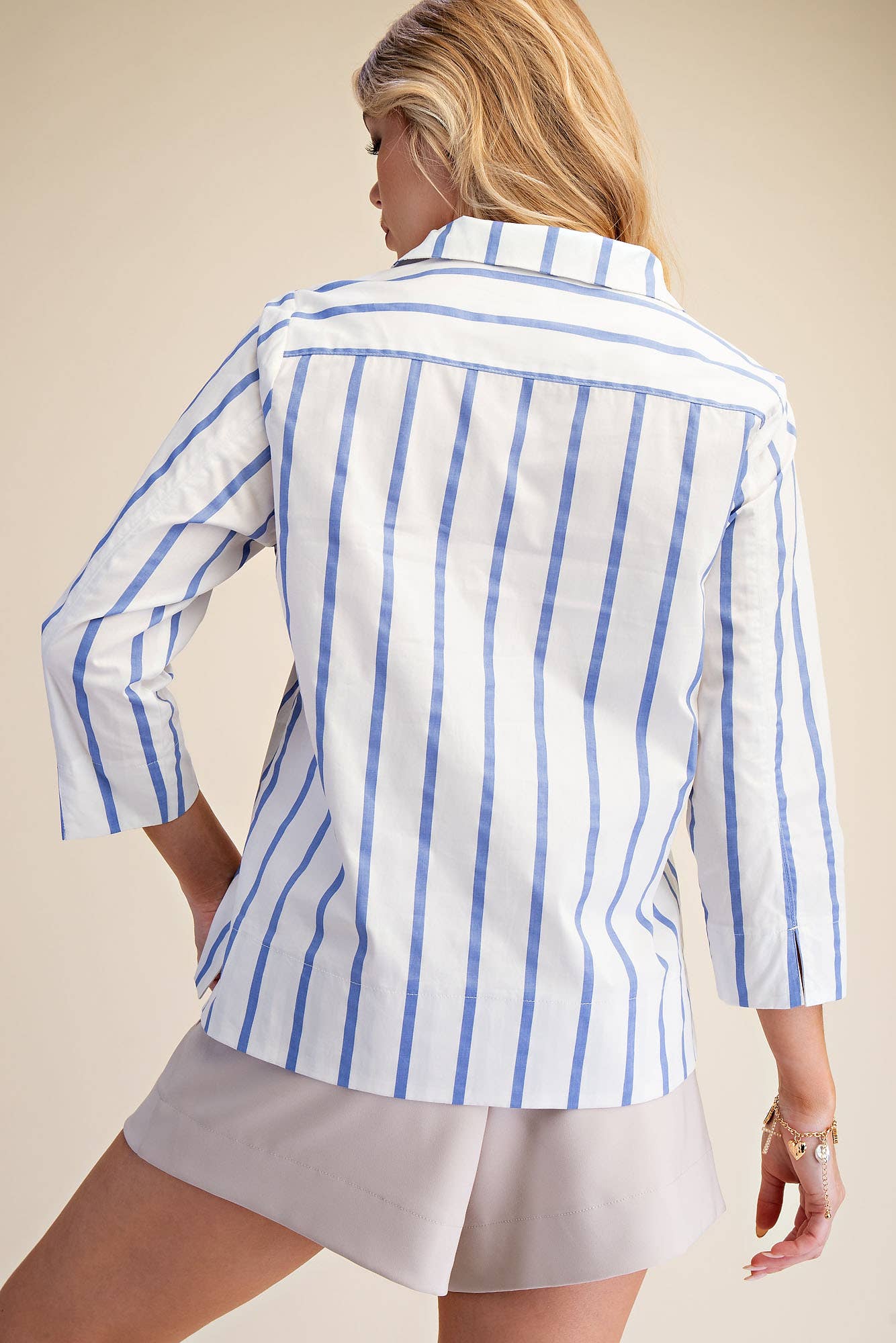 Everly Stripe Top-Blue