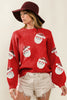 Sequin Santa Pullover- Red