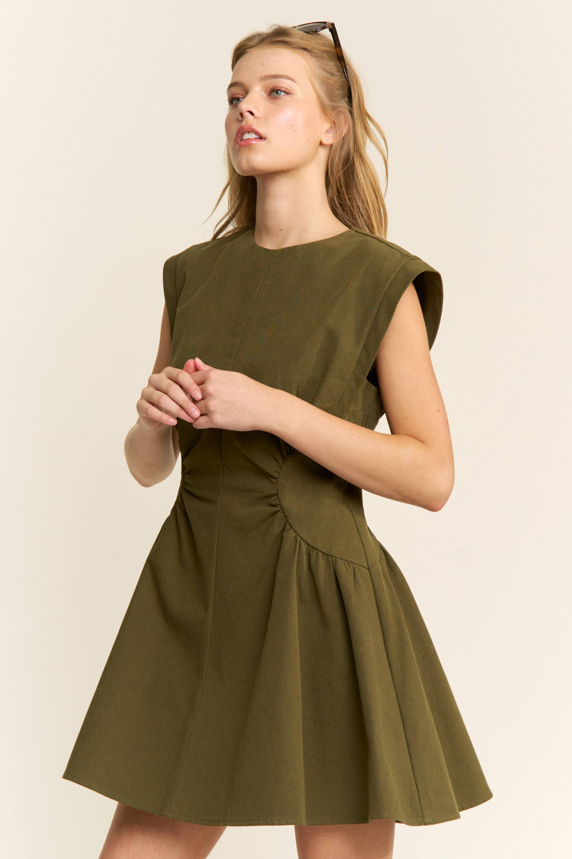 PREORDER: Sweet Afternoons Mini Dress-Olive