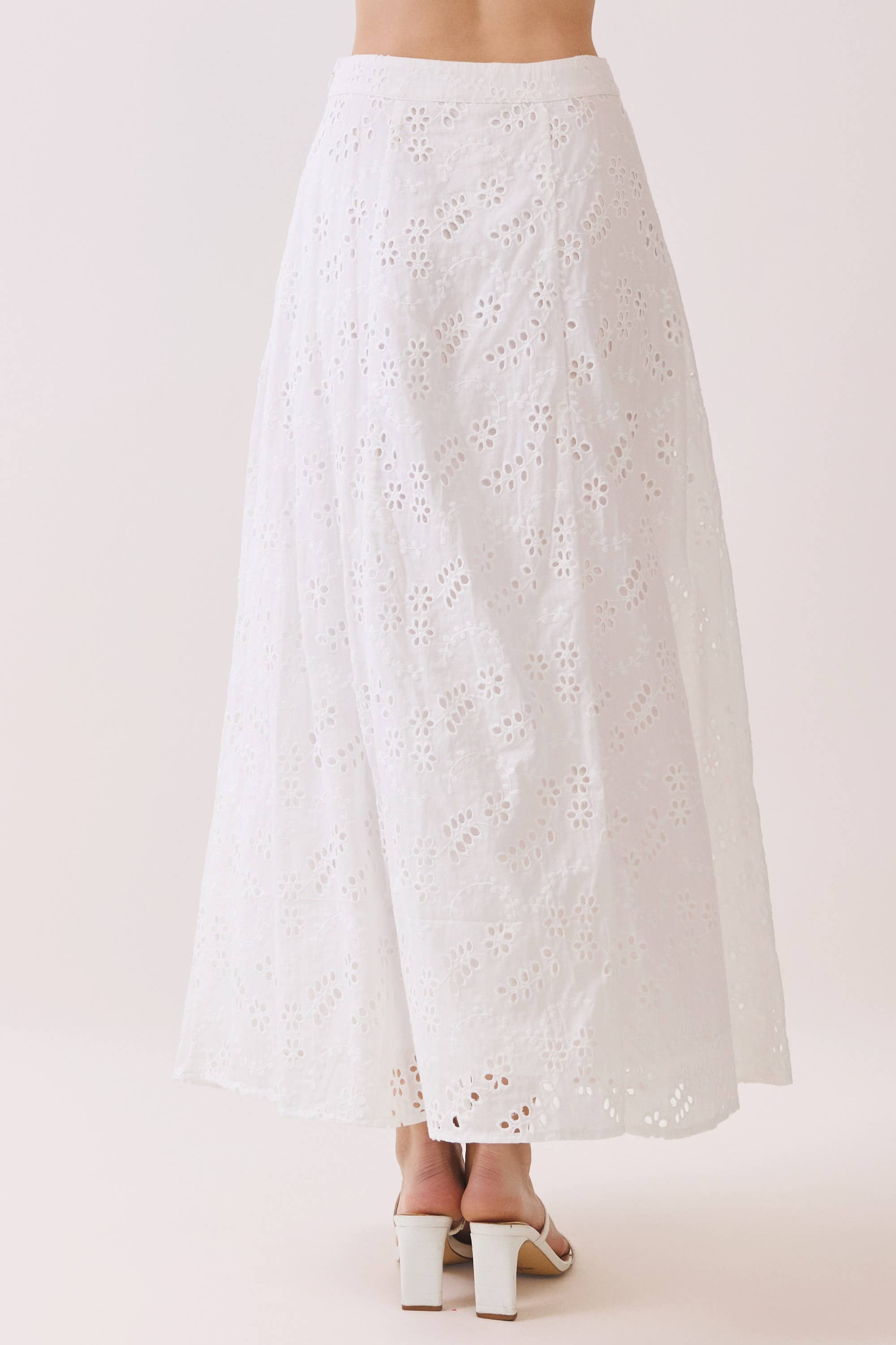 Ashton Eyelet A Line Midi Skirt