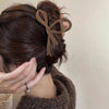 Velvet Bow Hair Clip-Coffee