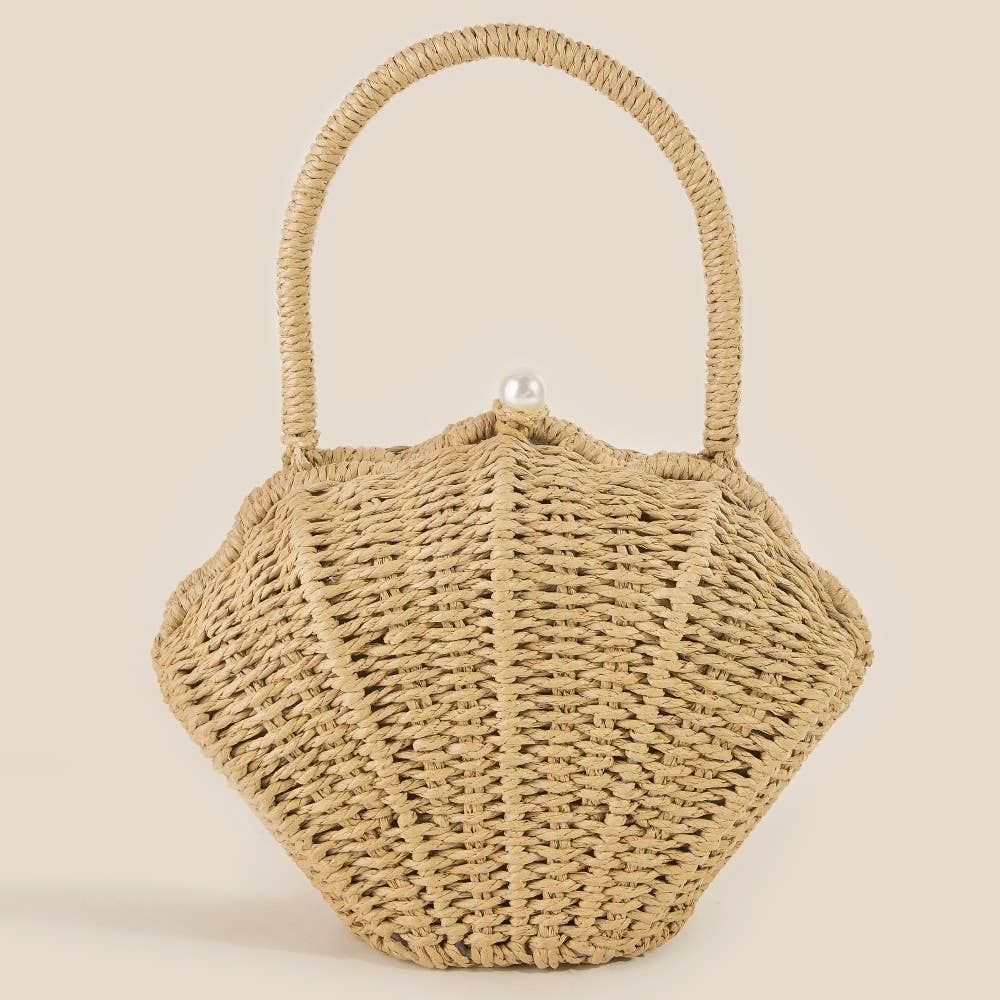 Straw Shell Braided Handle Bag