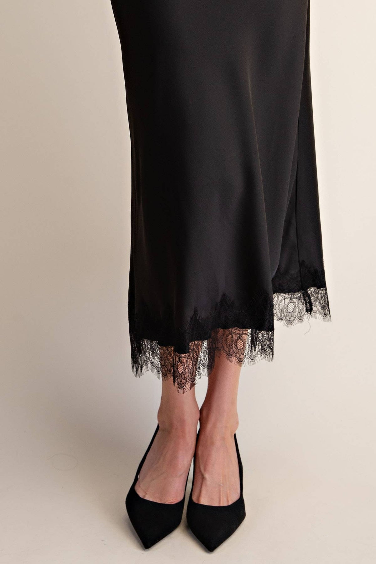 Lace Allure Midi Skirt-Black