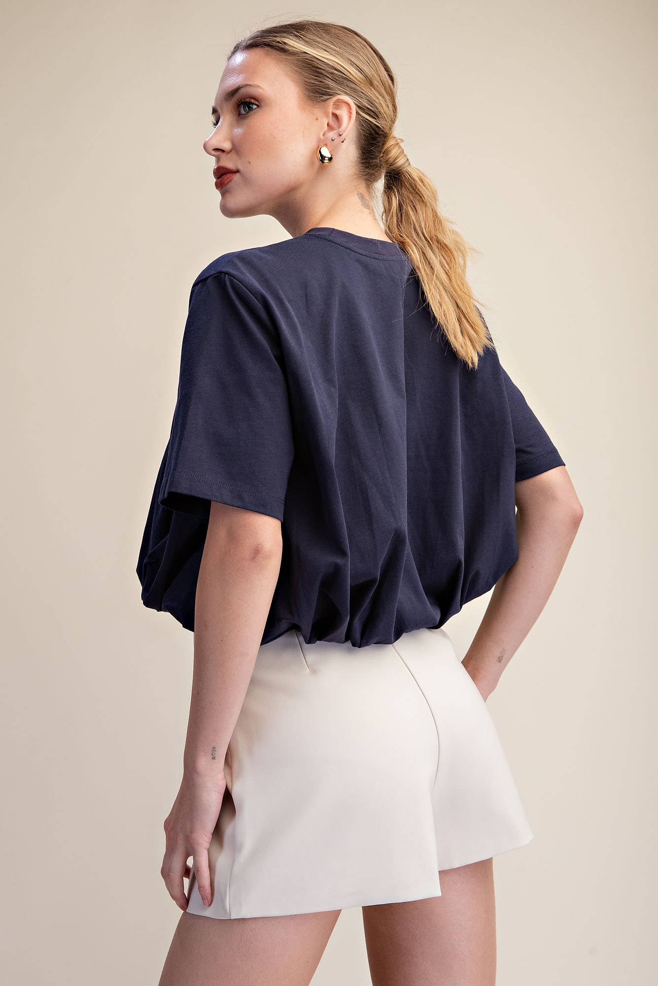 Genevieve Bubble Top-Navy