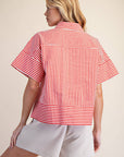 Portside Button Down Top-Red