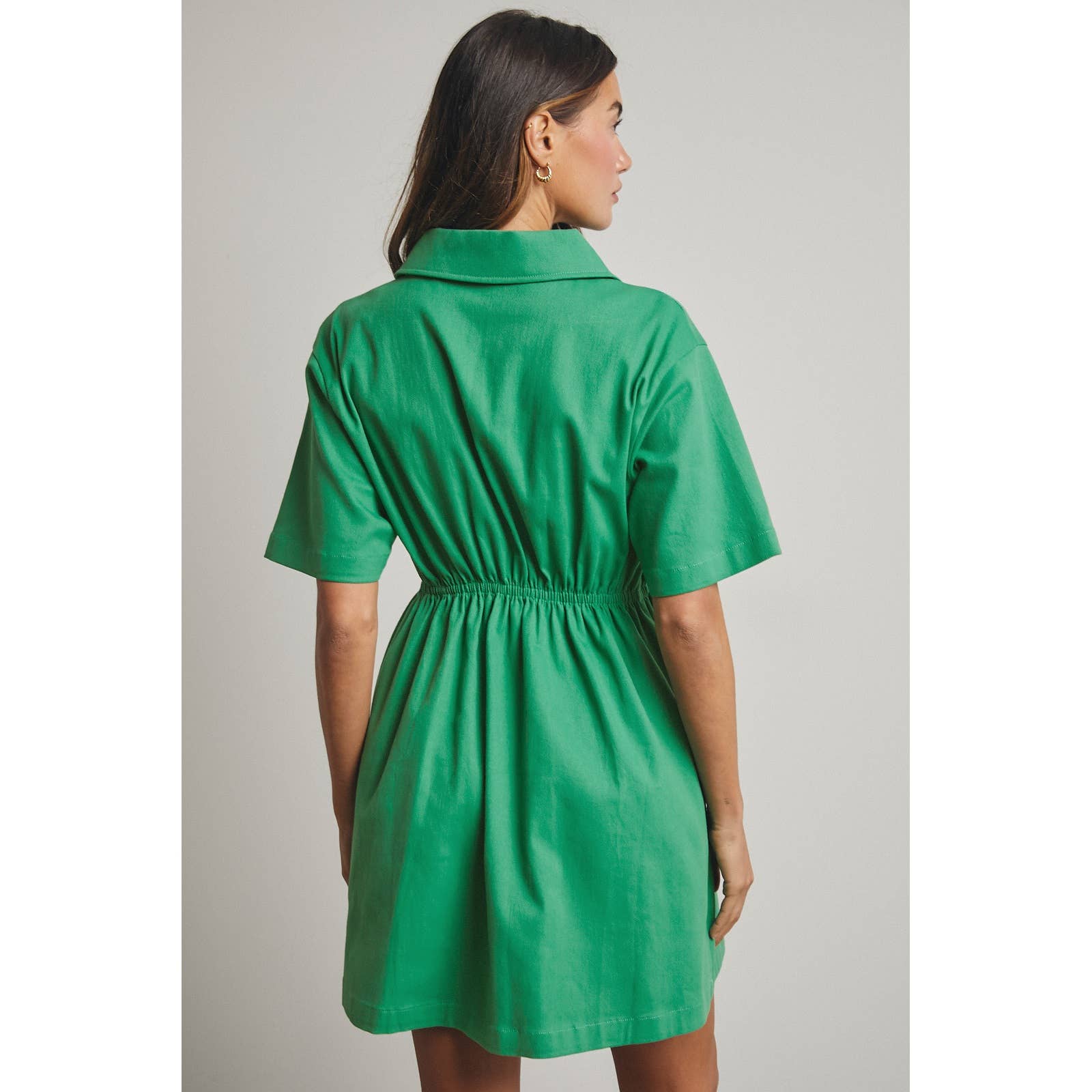 Take it Easy Zipper Mini Dress-Green