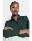 Kind Heart Button Up Top-Forest Green