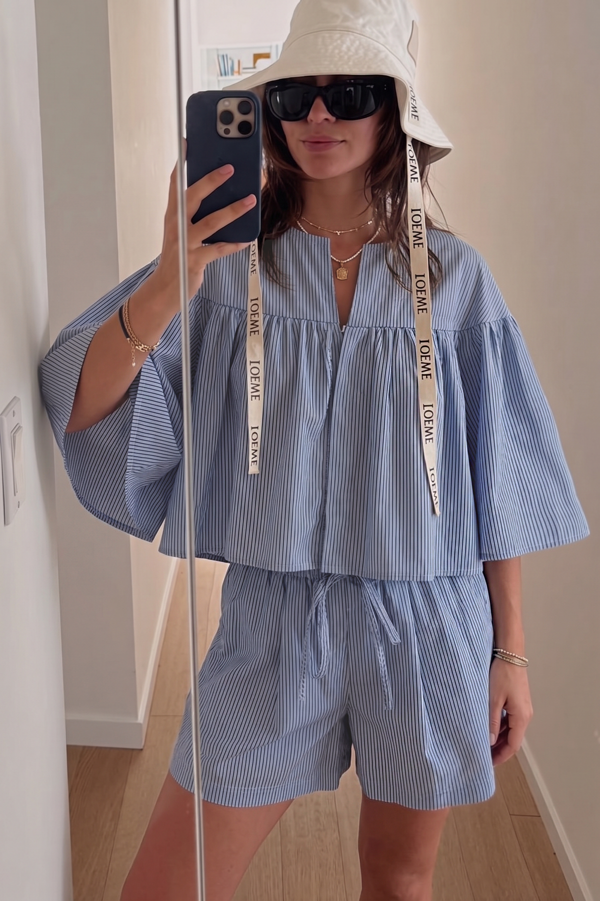Swing Cape Stripe Top-Slate