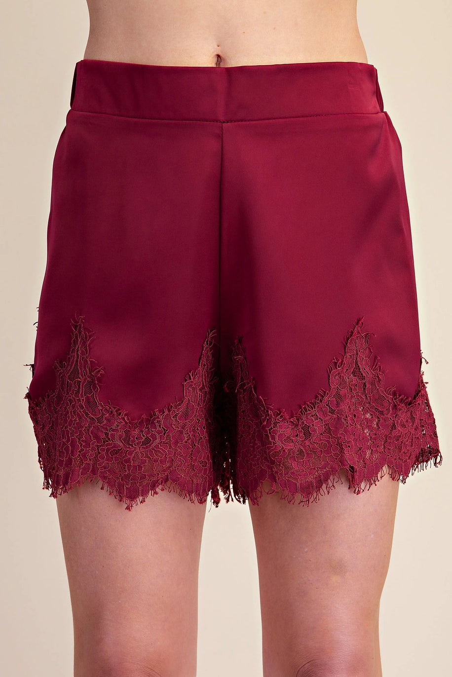 Satin Allure Shorts-Burgundy