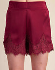 Satin Allure Shorts-Burgundy