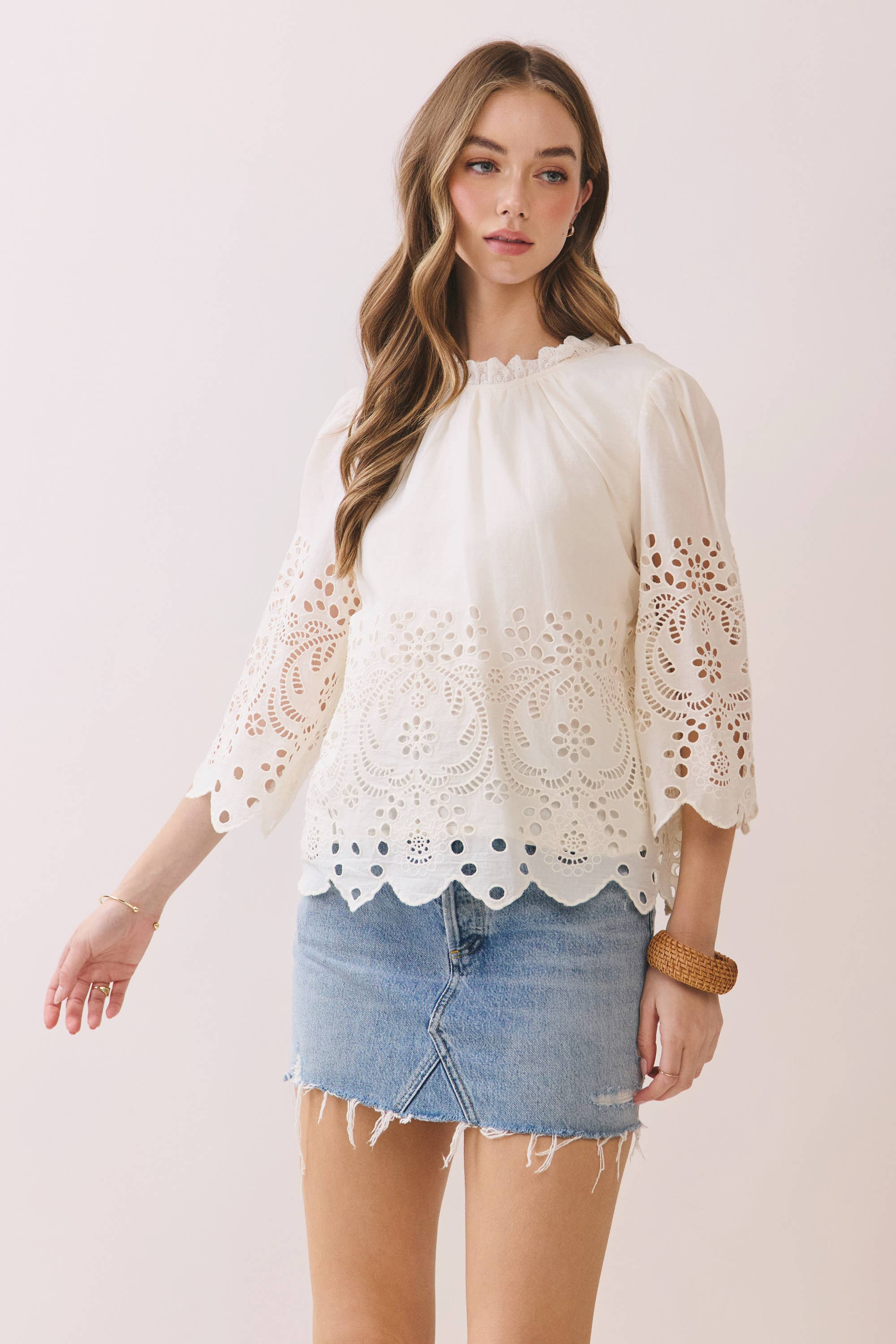 Baby's Breath Floral Eyelet Top